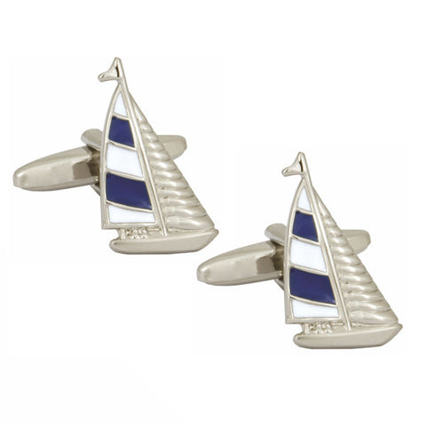 Blue and White Yacht Cufflinks
