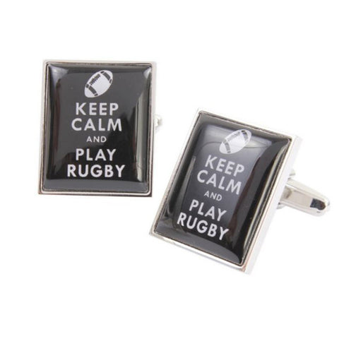 Keep Calm and Play Rugby Cufflinks