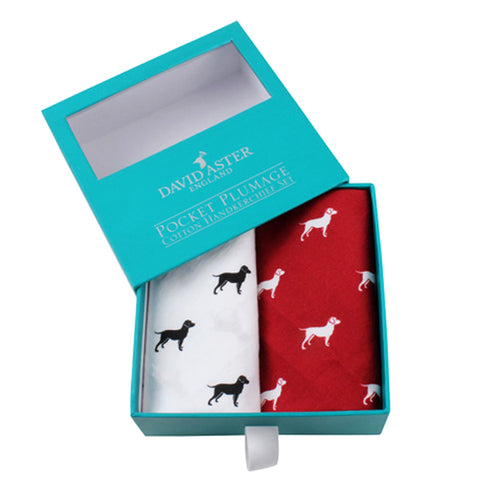 Red and White Dog Handkerchief Set