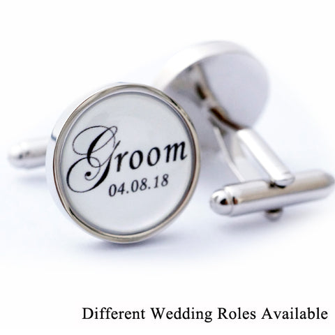 Personalised Wedding Cufflinks - Different Wedding Roles Available