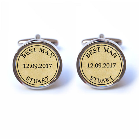 Best Man Cufflinks with Custom Name and Date
