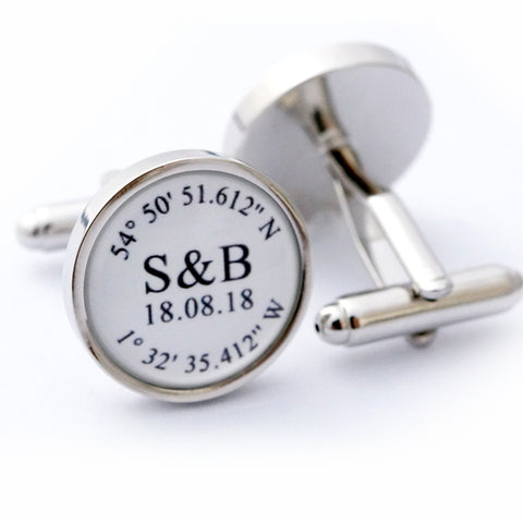 Personalised Wedding Coordinates Cufflinks