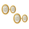 Mother of Pearl, Double Oval, Gold Plated Chain Cufflinks