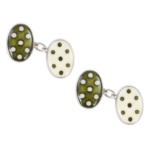 David Aster Double Oval Chain Enamel Cufflinks