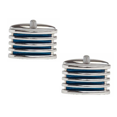 Blue 4 Rib Enamel Cufflinks