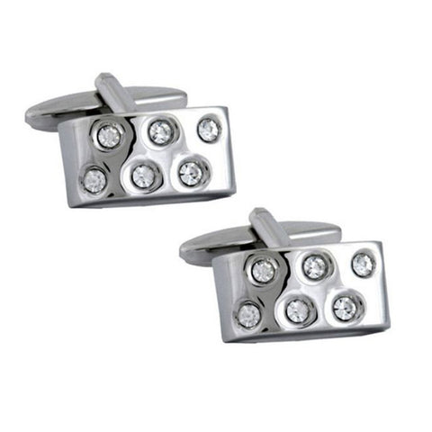 Curved 6 Crystal Cufflinks