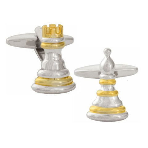 Pawn and Rook Chess Cufflinks