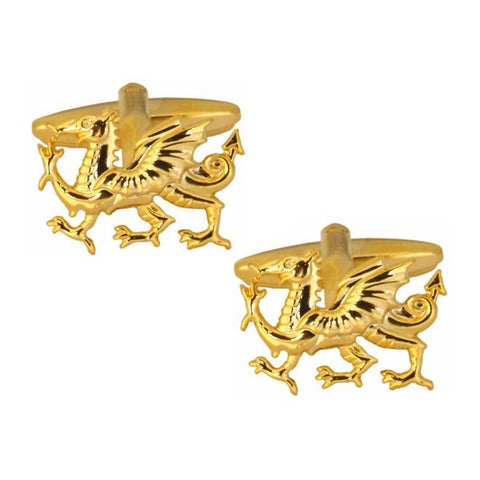 Gold Plated Welsh Dragon Cufflinks