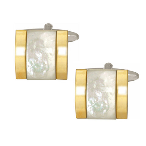 Mother of Pearl Raised Centre with Gold Plated Sides Cufflinks