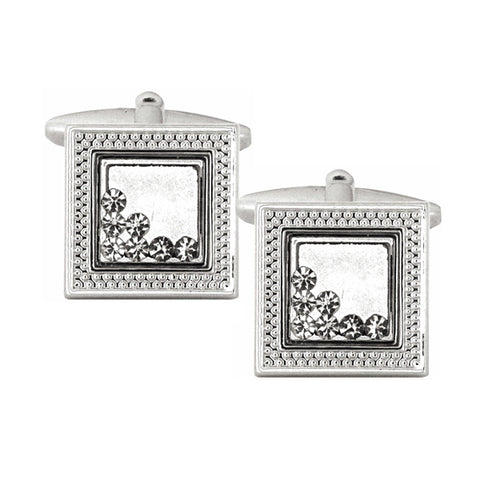 Patterned Edge with Moving Crystals Cufflinks
