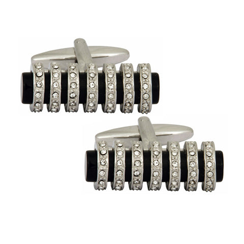 Black Tube With Crystals Cufflinks