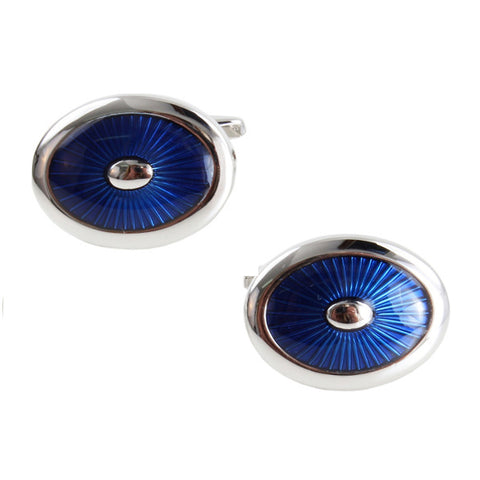 Blue Oval Enamel Cufflinks