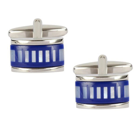 Mother of Pearl and Blue Striped Cufflinks