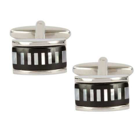 Mother of Pearl and Onyx Striped Cufflinks