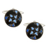 Round Black and Blue Floral Cufflinks