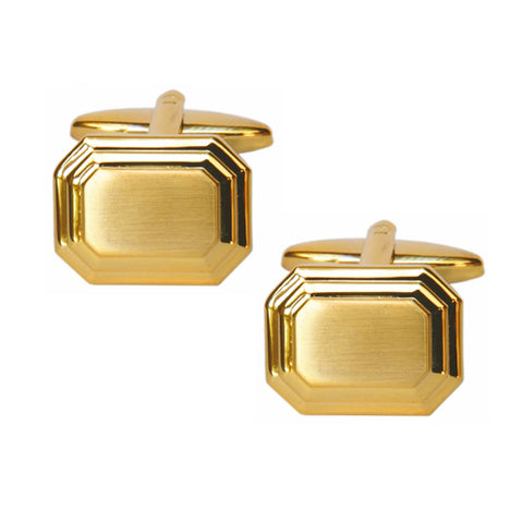 Shiny and Brushed Cut Corner Cufflinks