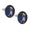 Oval Enamel Golfer Cufflinks