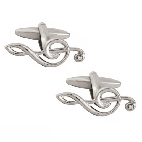 Treble Clef with Crystal Cufflinks