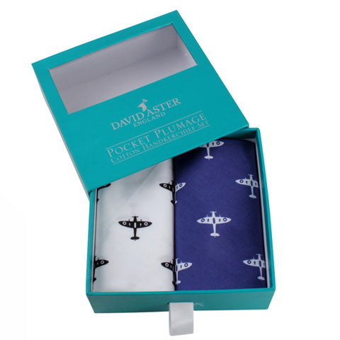 Blue and White Spitfire Cotton Handkerchief Set