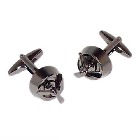 Gunmetal Aeroplane Propellor Cufflinks