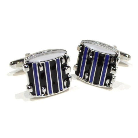 Blue and Black Drum Cufflinks