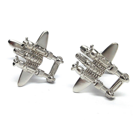 Rhodium Plated Aircraft Cufflinks