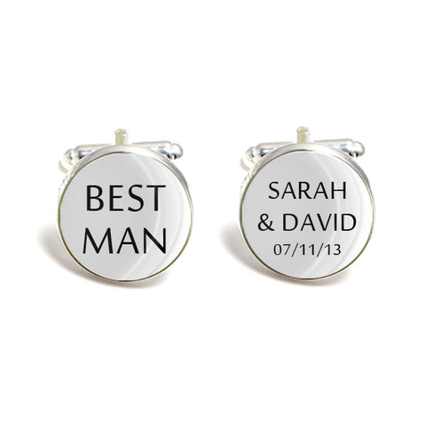 Personalised Best Man Cufflinks with Names and Date
