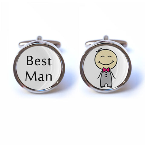 Best Man Cufflinks with Illustration