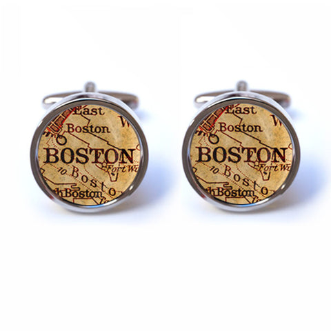 Vintage Style Boston Map Cufflinks