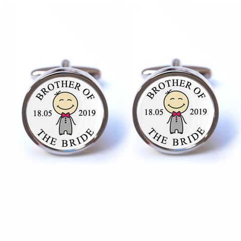 Personalised Brother of the Bride Cufflinks with Illustration