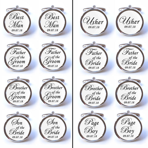 Personalised Wedding Cufflinks - Different Wedding Roles Available