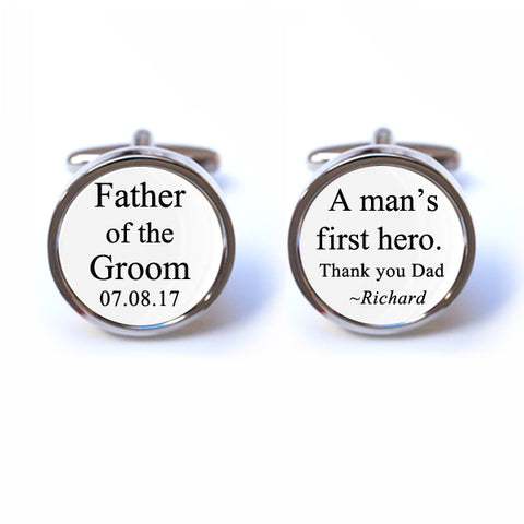 Custom Father of the Groom - A Man's First Hero Cufflinks