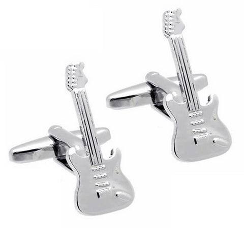 Silver Electric Guitar Cufflinks