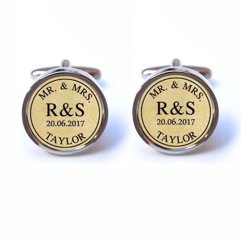 Personalised Groom Mr and Mrs Cufflinks