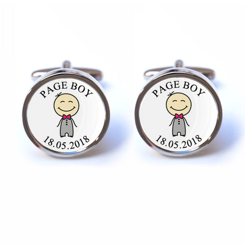Personalised Page Boy Cufflinks with Illustration