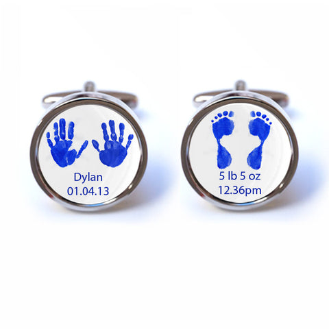 Personalised Baby Handprint and Footprint Cufflinks