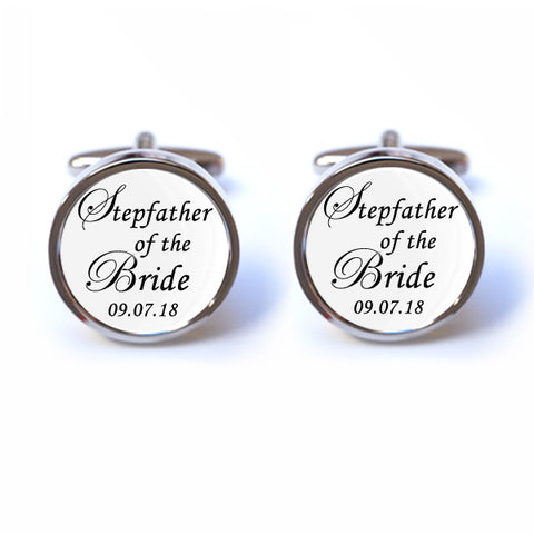 Stepfather of the Bride Cufflinks - Personalised Date