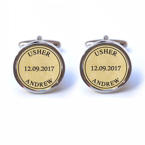 Usher Cufflinks with Custom Name and Date