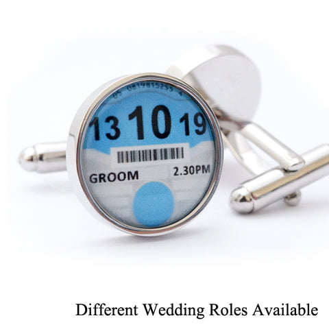 Personalised Wedding Car Tax Disc Cufflinks