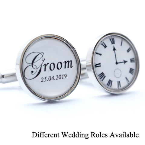 Wedding Cufflinks with Personalised Time